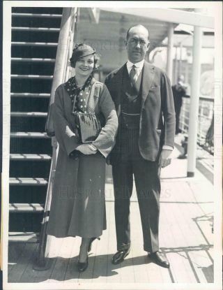1933 Press Photo York Motorboat Racer Capt John Wanamaker Jr & Wife