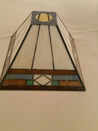 Tiffany Style Arts and Crafts Stained Glass Lamp Shade - 9 1/2”W x 7”H 3