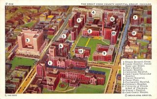 Chicago Il Cook County Hospital Group Aerial Survey Key Morgue Psychopathic 1940