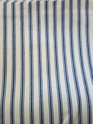 Pillow Ticking Cotton Fabric Heavy Vintage Blue And Cream 3 Yrds 12 " In Long 62 W