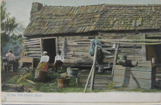 1900s 10s African American At Cabin Door Tucks Postcard Old Folk At Home Series