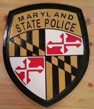 Police Maryland State 3d Routed Wood Carved Patch Plaque Sign Custom
