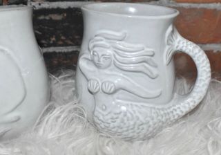 Rare Jonathan Adler Whale Mermaid Ceramic Mug Set of 2 4