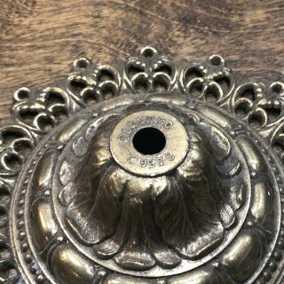 Vintage Ornate Brass Ceiling Plate for Hanging Light Chandelier Swag Fitter 2