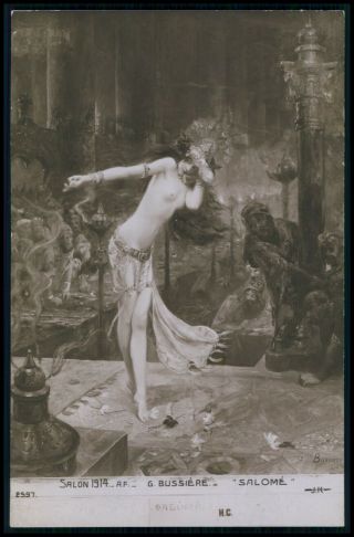 Art Bussiere Nude Woman Salome Exotic Dancer Olf 1910s Salon De Paris Postcard