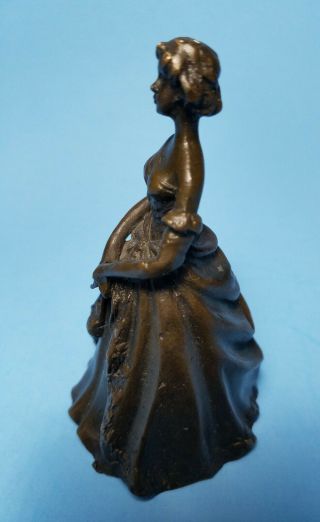 Brass Bronze Metal Lady Bell w Dark Patina 2