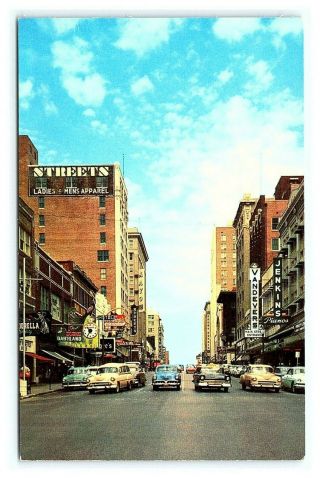 Vintage Postcard Main Street Looking North Tulsa Oklahoma I1