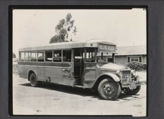 Historical Photography: Lang Transportation Co. ,  Old School Bus,  N.  Long Beach