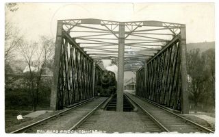 Colliersville Ny - D&h Railroad Train Bridge - H.  M.  Beach Rppc Postcard Nr Oneonta