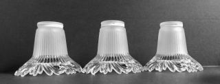 3 Vintage Small Clear & Frosted Glass Cutout Filigree Border Lampshades
