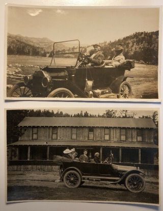 Neil Sullivan And Friends In Auto Ymca Estes Park Co 1915 Two B,  W Photos