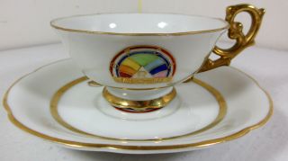Bfcl Rainbow Girls Masonic Vintage Teacup Cup Saucer Gold Plated Cherryco Chubu