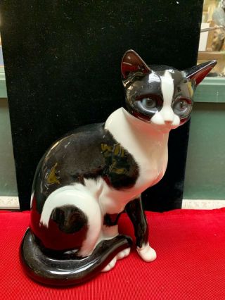 Goebel West Germany Ceramic Large Cat Figurine Black And White 31 023 27
