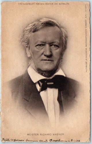 Vintage Richard Wagner Postcard German Composer W/ 1906 Cancel & Stamp