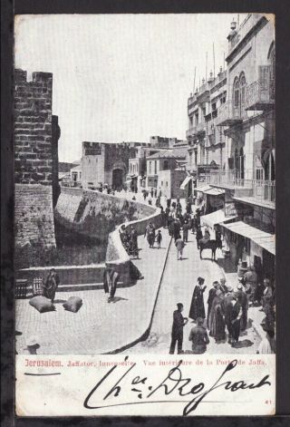 Jaffa Port Jerusalem 1907 Palestine Postmark On French Levant Postcard (l292)