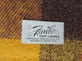 Faribo Mills Mn Wool Plaid Fringed Lap Blanket Throw Harvest Gold - Brown 52 " X46 "