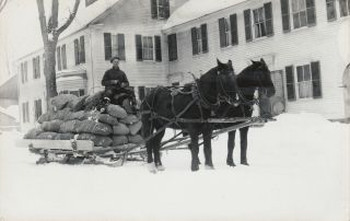Williamsville,  Vt Rppc Horse - Drawn Sled Filled With Grain In Winter C1910