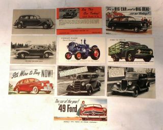 9 1930s - 1940s Ford Automobile Car Dealer Advertising Postcards Rppc Blotter