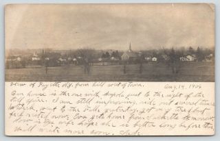 Fayette York View From Hill West Of Town Skyline Homes Church 1906 Rppc
