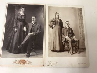 Cabinet Cards Photographs Vtg Victorian Era Young Couple Set Of 2 Different Pics
