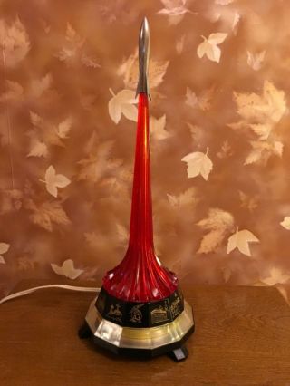 Vintage Russian Night Lamp " Rocket Launch " Red Soviet Space Ussr Gagarin,  Badge