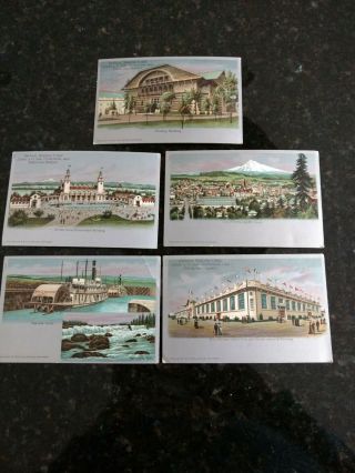 Vintage 5 Official Mailing Cards - 1905 Lewis & Clark Centennial,  Portland Or