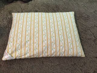 Vtg Harris Blu Print Feather Yellow Quality Ticking Feather & Down Proof Pillow