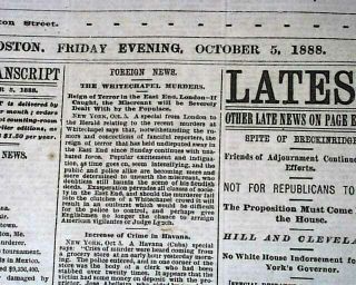 Jack The Ripper Whitechapel Female Prostitutes Women Murders 1888 Old Newspaper