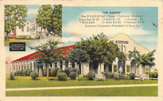 1940s The Radium Wells Bath House,  Claremore,  Oklahoma - Vintage Linen Postcard