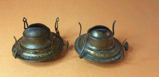 2 Vintage 2 Oil Kerosene Lamp Burners Eagle/ P&a,  No Brand Brass