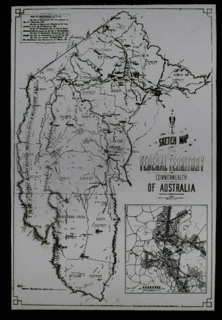 Antique Magic Lantern Slide Map Of Federal Territory C1920 Photo Australia