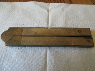 Vintage Wood And Brass Folding Rule Measure