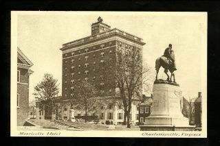 Virginia Va Postcard Charlottesville,  Monticello Hotel Stonewall Jackson Vintage