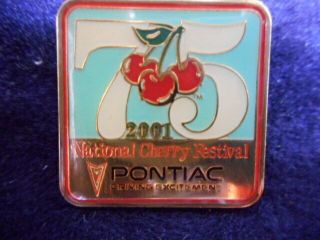 2001 National Cherry Festival 75 Anniversary Traverse City Mi Pontiac Pin