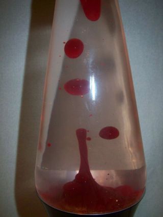 VINTAGE DARK RED WAX LAVA LAMP WITH CLEAR LIQUID / BLACK BASE,  MODEL 10 5