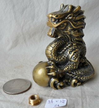 Lamp Finial Asian Cast Resin Chinese Dragon 3 1/4 " H X 3 1/4 " W (ra)