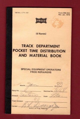 1980 Vintage Frisco Railroad Pocket Time Book St.  Louis San Francisco Railway