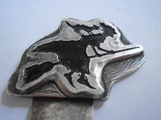 Vintage Cat on the Witch 925 Hallmarked Silver Maker ' s Mark Letter Opener Knife 2