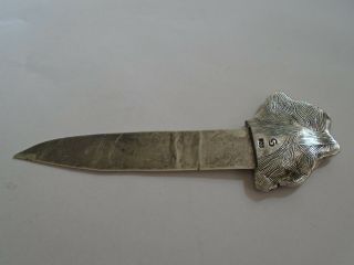 Vintage Cat on the Witch 925 Hallmarked Silver Maker ' s Mark Letter Opener Knife 3