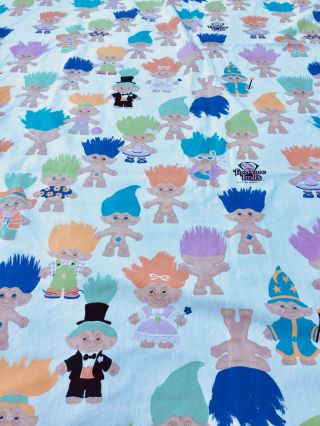 Vintage Treasure Trolls Fabric Twin Bed Sheet 1992 1990s Collectible