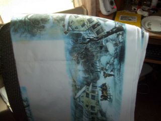 Vintage Currier And Ives Linen Tablecloth 1960 