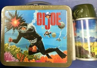 Gi Joe Metal Tin Lunch Box With Thermos