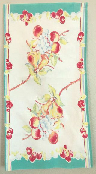 Vintage Printed Table Runner Apples Grapes Pears And Cherries