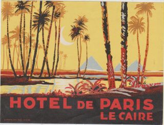 T) Luggage Label Cairo Egypt Hotel De Paris