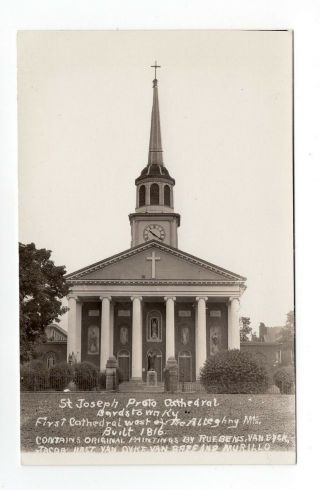 St.  Joseph Proto Cathedral Bardstown Kentucky U.  S.  A.  1924 - 49 Real Photo Postcard