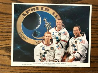 Official Nasa Apollo 14 Crew Print Litho - - Signed By Roosa,  Shephard,  Mitchell