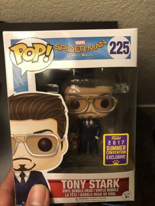 Funko Pop 225 Spider - Man Homecoming Tony Stark 2017 Sdcc Shared Exclusive