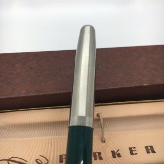 Vintage Rare Parker Silver Chrome Emerald Green Fountain Pen 5