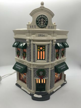 Dept 56 Christmas Snow Village Starbucks Coffee Shop 54859