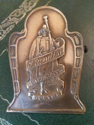 Antique Brass Mercantile Advertising Metal Paper Clip Standish Thing & Co Boston